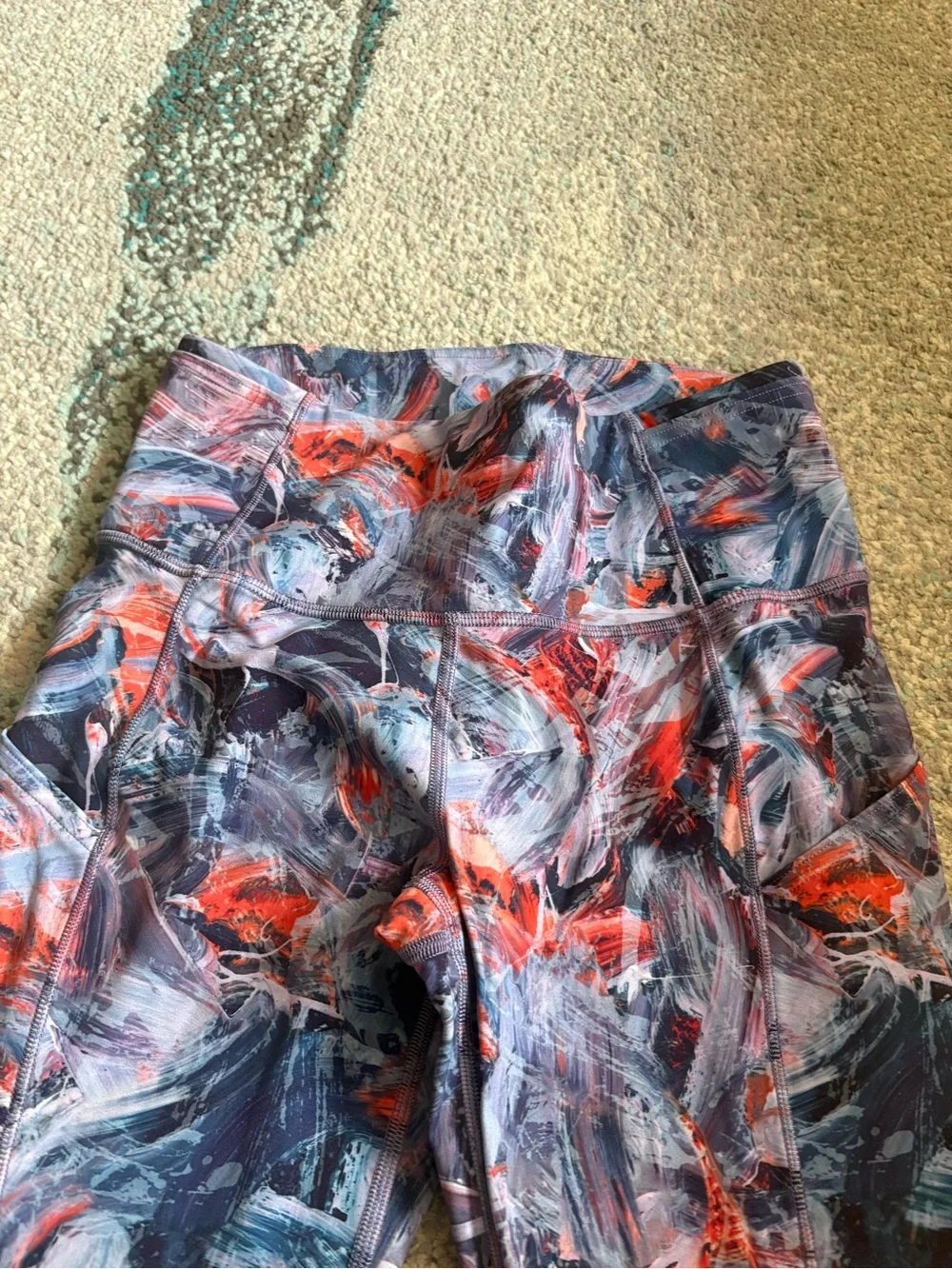 Lululemon Abstract Print Active Leggings in Navy and Red